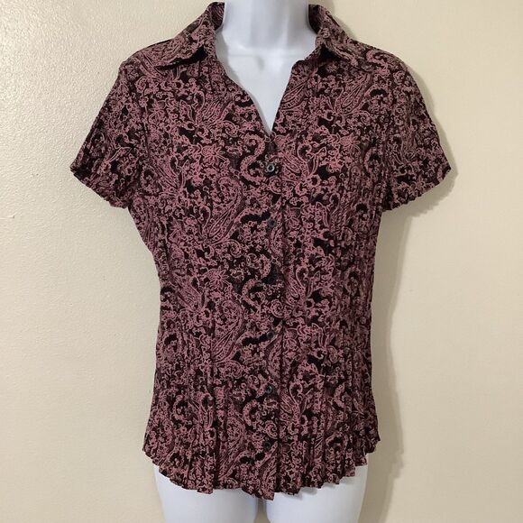 Vintage Y2K Fairycore Whimsical Boho Casual Fairy Crinkle Button Up Shirt Small - Picture 1 of 7